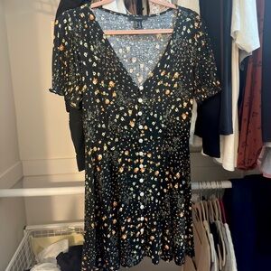 Forever21 Floral Mini Button Dresss